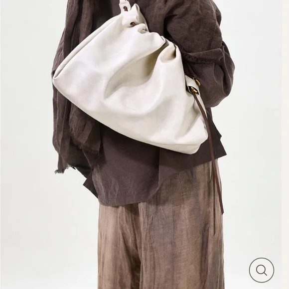 Songmont White Leather Gather Bag Medium NWOT READ! - Picture 3 of 9